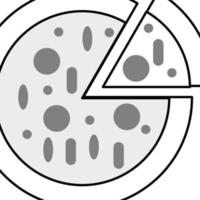 vector symbol of pizza with tomato sauce and mozzarella cheese with monochrome display