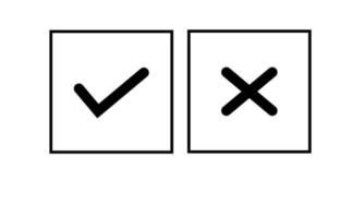 Checkmark and X icon in trendy flat style. Yes No symbol