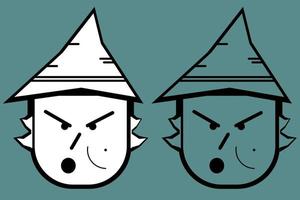 Fierce Witch Head in Cartoon Style. Suitable for use as a children's mask and suitable for placing on the design of t-shirts, mugs, and other merchandise during Halloween events. vector