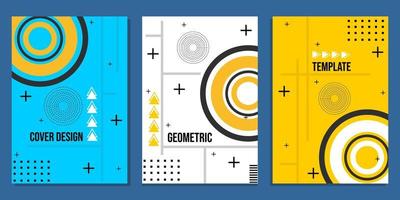 cover set cover design with geometric style background in white, blue, orange vector