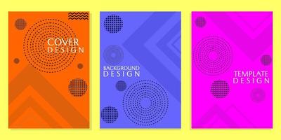 set of orange, blue and purple color cover designs with abstract geometric elements. vector template