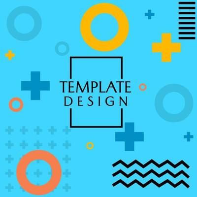 blue square background in memphis style. modern and trendy banner design