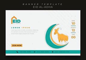 Landscape banner design in white background with goat and crescent line drawing design vector