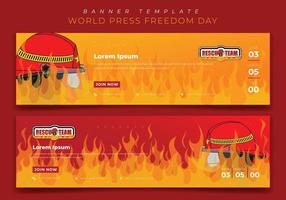 plantilla de banner web con fondo de desbordamiento de fuego para el día del bombero en diseño de paisajes vector