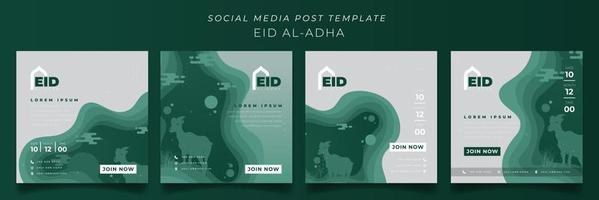 Social media post template for eid al adha in paper cut background with goat design vector