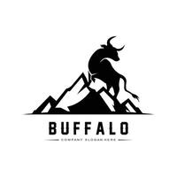 bison bull buffalo logo vector icono,animal de granja vintage retro logo design