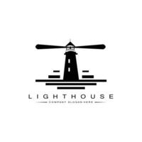 Lighthouse Searchlight Beacon Tower Island Beach logo vector icon