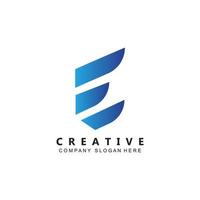 letter E logo vector with gradient color, icon concept