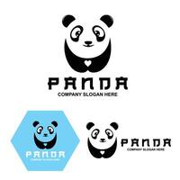 lindo diseño de vector de logotipo de panda, ilustración de fondo animal