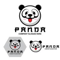 lindo diseño de vector de logotipo de panda, ilustración de fondo animal