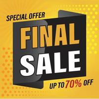 Special offer final sale banner, up to 70 off. Vector illustration PRO