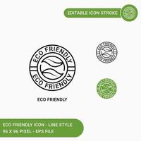 Eco icons set vector illustration with icon line style. Eco friendly packaging concept. Editable stroke icon on isolated white background for web design, user interface, and mobile application