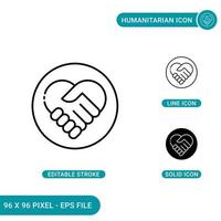 Humanitarian icons set vector illustration with solid icon line style. World help concept. Editable stroke icon on isolated background for web design, infographic and UI mobile app.
