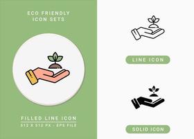 Eco friendly icons set vector illustration with solid icon line style. Bpa free biodegradable concept. Editable stroke icon on isolated background for web design, infographic and UI mobile app.