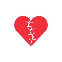 vector illustration of a broken heart icon, want to mend the breakup