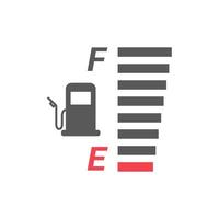 ilustración de icono vectorial que muestra el indicador de combustible de gasolina lleno y vacío. vector