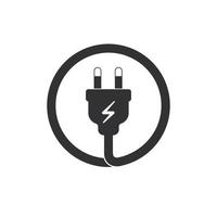 flat black electric plug in a circle, vector illustration