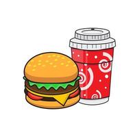 burger and coffee cup icon template, vector illustration