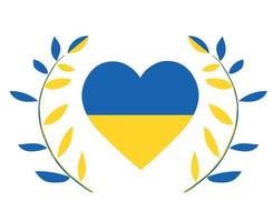 Ukraine Flag Heart And Tree Leaves Emblem National Europe Abstract Symbol Vector illustration Design