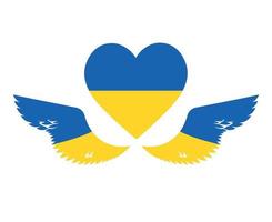 Ukraine Wings Flag And Heart Emblem Symbol National Europe Abstract Vector illustration Design