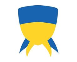 Ukraine Flag Ribbon Emblem Medal Symbol Design National Europe Vector Abstract illustration