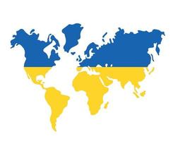 Ukraine Flag World Map Emblem National Europe Abstract Symbol Vector illustration Design