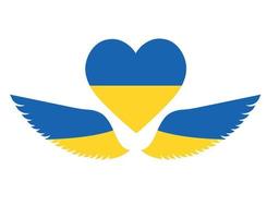 Ukraine Flag Emblem Heart And Wings National Europe Abstract Symbol Vector illustration Design