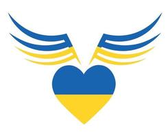 Ukraine Flag Emblem Heart And Wings Symbol National Europe Abstract Vector illustration Design