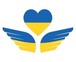 Ukraine Emblem Heart Flag And Wings Symbol National Europe Abstract Vector illustration Design