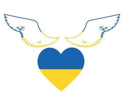 Ukraine Flag Wings And Heart Emblem Symbol National Europe Abstract Vector illustration Design