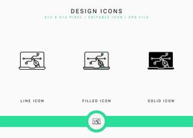 Design icons set vector illustration with solid icon line style. Color palette art concept. Editable stroke icon on isolated background for web design, user interface, and mobile application