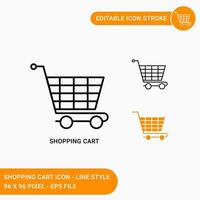 Cart icons set vector illustration. Editable icon line style. Shopping trolley concept on isolated white background for web design, user interface, and mobile application