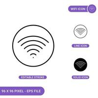 los iconos wifi establecen una ilustración vectorial con un estilo de línea de icono sólido. concepto de acceso a puntos de acceso. icono de trazo editable en un fondo aislado para diseño web, infografía y aplicación móvil ui. vector