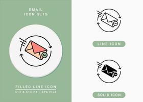 Email icons set vector illustration with solid icon line style. Newsletter mail concept. Editable stroke icon on isolated background for web design, infographic and UI mobile app.