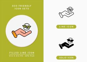 Eco friendly icons set vector illustration with solid icon line style. Bpa free biodegradable concept. Editable stroke icon on isolated background for web design, infographic and UI mobile app.