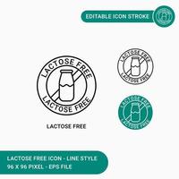 Lactose free icons set vector illustration with icon line style. Editable stroke icon on isolated white background for web design, user interface, and mobile application