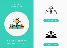 Leader icons set vector illustration with solid icon line style. Business manager symbol. Editable stroke icon on isolated background for web design, user interface, and mobile app