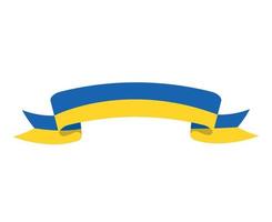 Ukraine Ribbon Emblem Flag National Europe Symbol Abstract Vector illustration Design