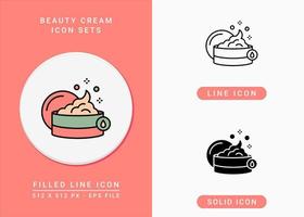 Beauty cream icons set vector illustration with solid icon line style. Moisturizer cream symbol. Editable stroke icon on isolated background for web design, infographic and UI mobile app.