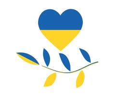 Ukraine Heart Emblem And Tree Leaves Flag Design National Europe Abstract Symbol Vector illustration