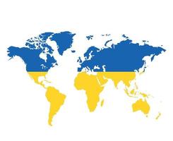ucrania mapa del mundo bandera emblema nacional europa símbolo abstracto vector ilustración diseño