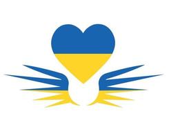 Ukraine Heart And Wings Emblem Flag Symbol National Europe Abstract Vector illustration Design