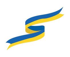 Ukraine Flag Ribbon National Europe Symbol Emblem Abstract Vector illustration Design