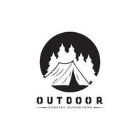 camping al aire libre logo icono vector. concepto retro ilustración diseño vector