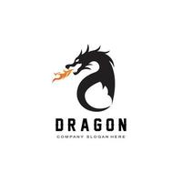 icono del logotipo del dragón de fuego vectorial, animal alado de leyenda aterradora, concepto de ilustración