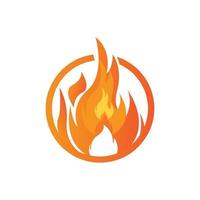 red smoldering fire icon vector logo, classic retro design