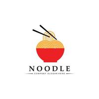 A collection of noodle logo inspiration. Chinese food and bowl design template. Retro Concept Illustration vector