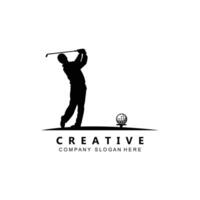 vector icono logo pelota de golf, palo y golf. juegos al aire libre, ilustración de concepto retro