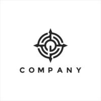 Circle labyrinth with compass logo design for your company or business vector