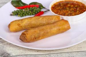 Deep fried spring roll with prawn photo